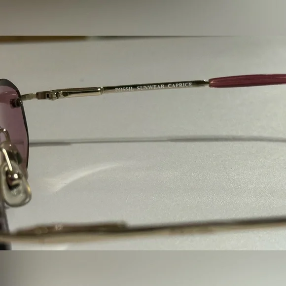 Fossil Pink Rimless Sunglasses | Y2K Vintage Vibe | Designer Shades - Picture 7 of 10